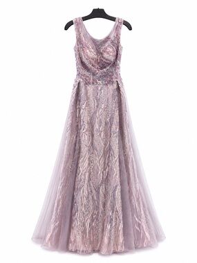 Catwalk 50118 Lavender Beaded Overlay Evening Gown